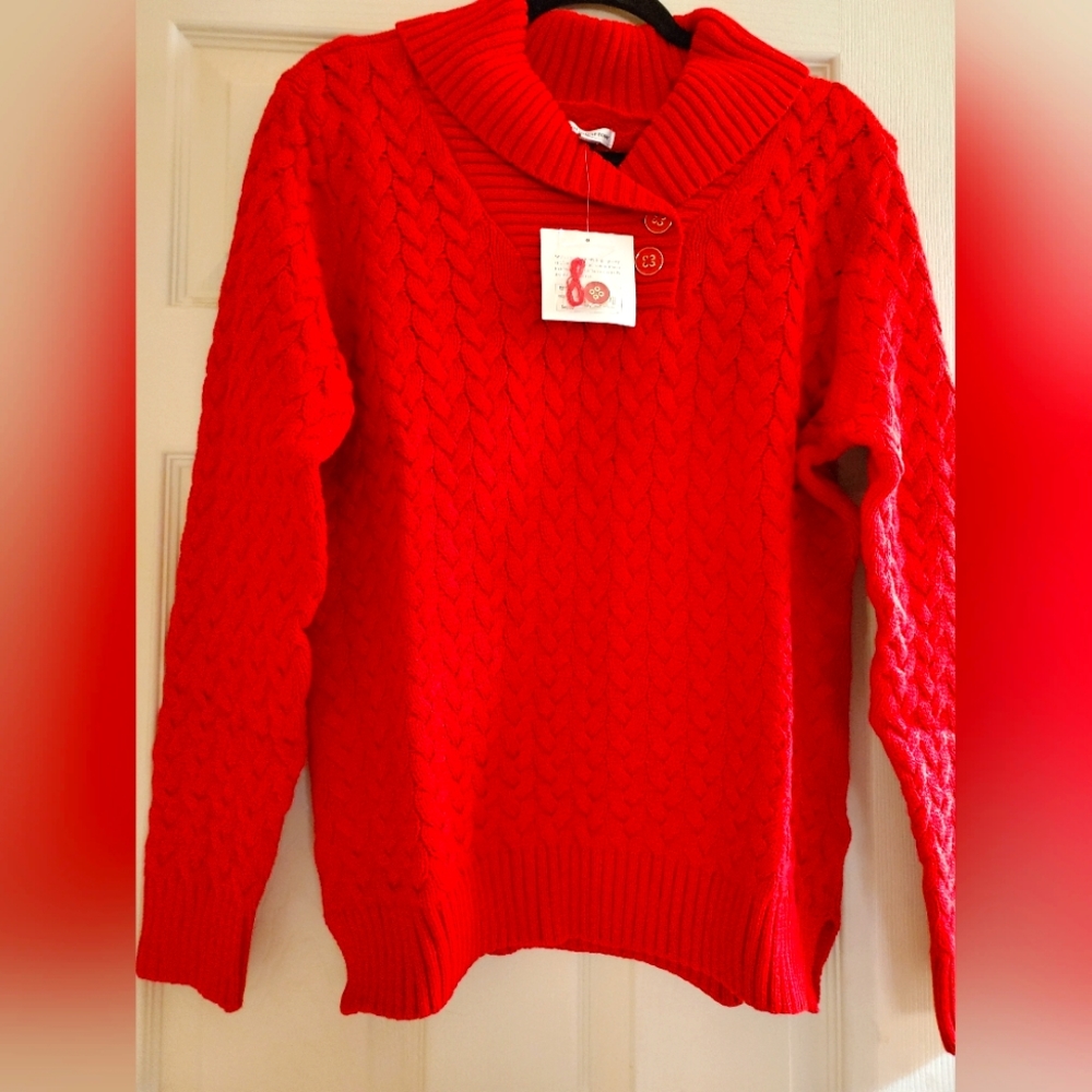 Womens Croft and Barrow Sz Med Red Sweater NWT